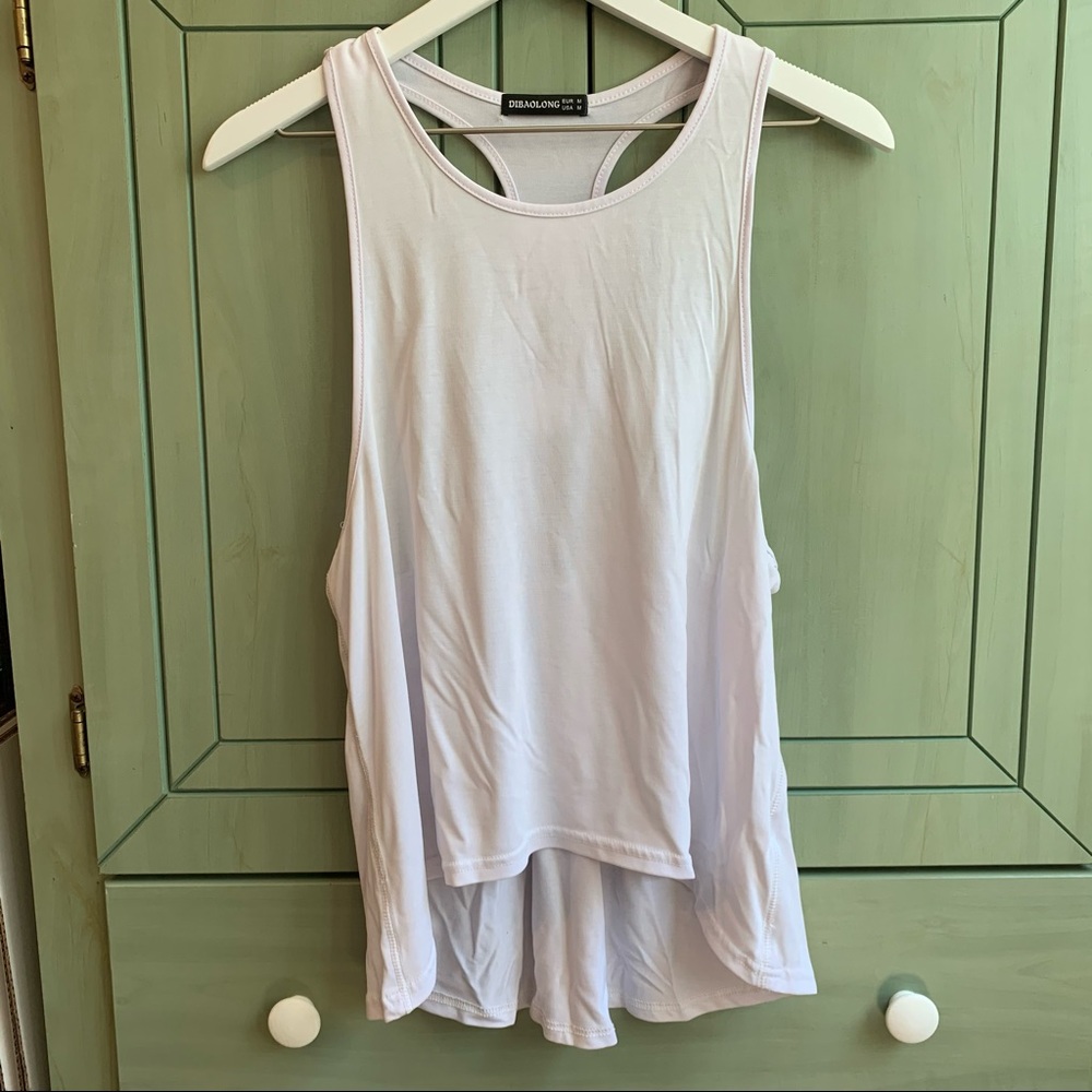 Medium Dibaolong White Athletic Halter Back Tank